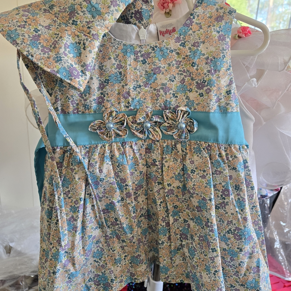 Floral Dress with Blue Accents
